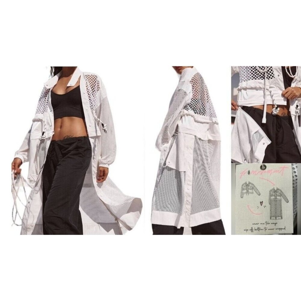 Free People FP Movement Under The Sea Mesh Maxi Parka XS Convertible White NWT